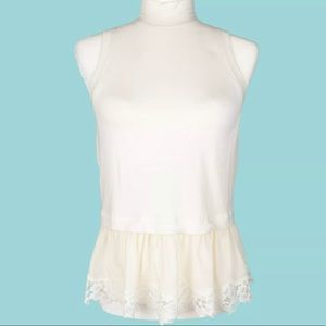 Rebecca Taylor Ivory Too with Ruffle Lace Trim